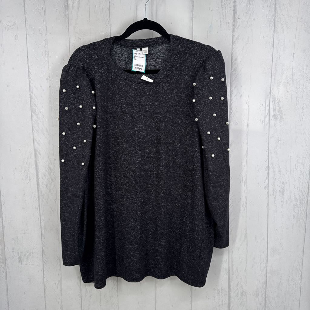 18/20w puffy pearl embellished l/s top