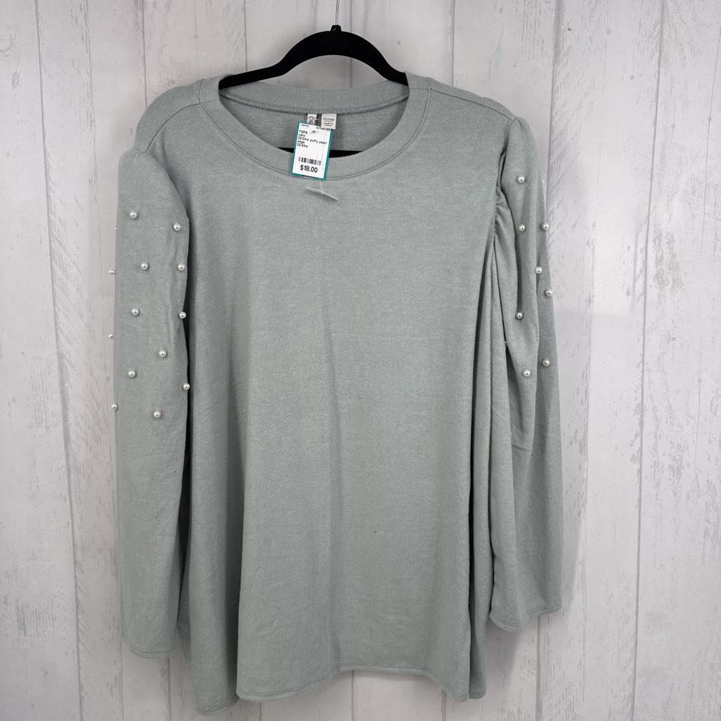 22/24w puffy pearl embellished l/s top
