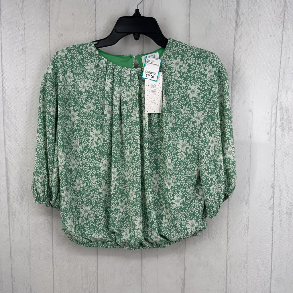 L s/s pleated floral top