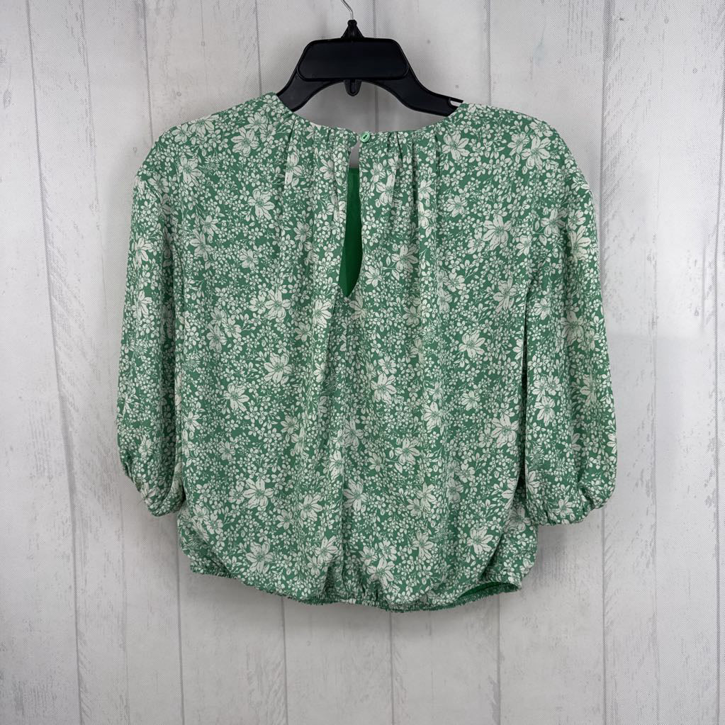 L s/s pleated floral top