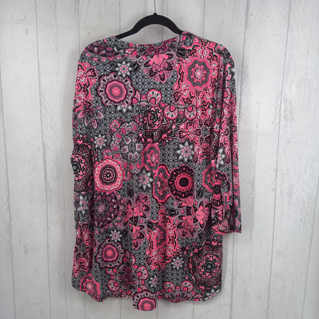 2x 3/4 tab slv flower print tunic