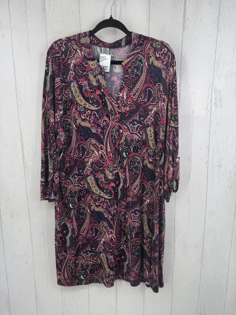 XXXL tab slv paisley v-neck dress