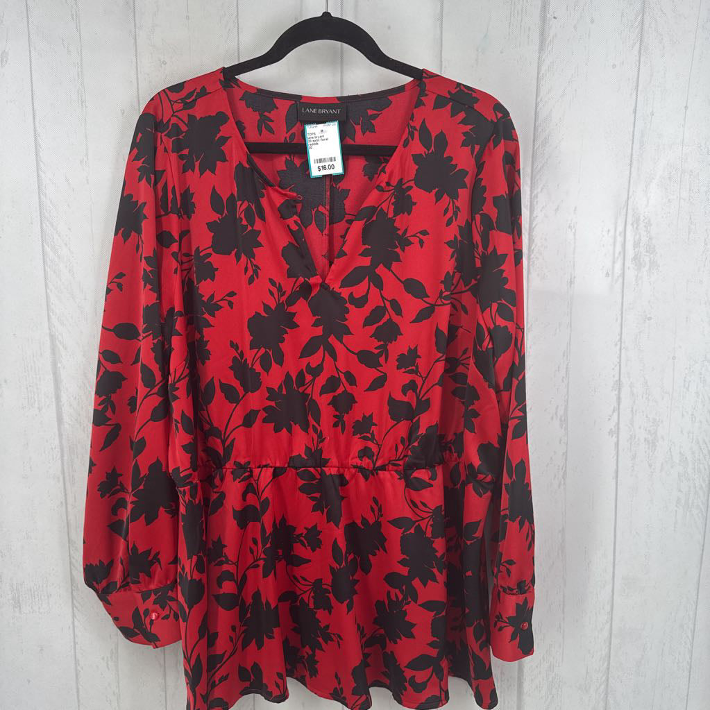 20 satin floral peplum v-neck top