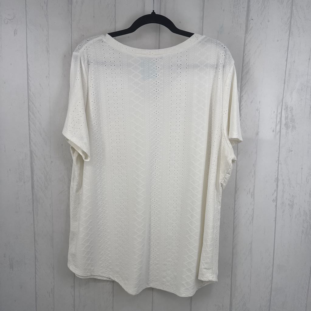 3xl s/s textured v-neck top