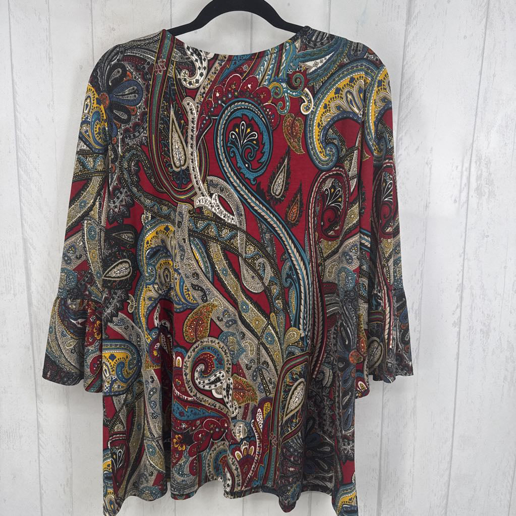 XXXL paisley s/s criss cross top