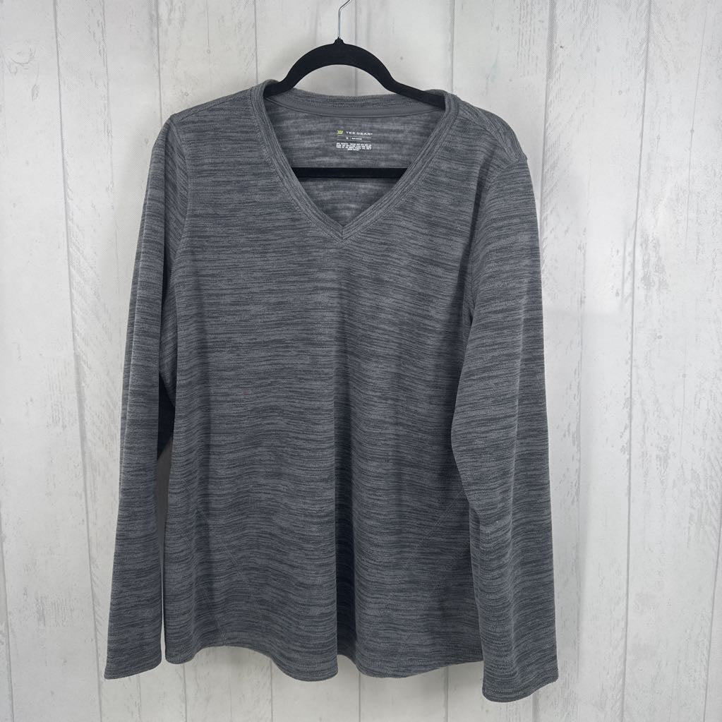 1x l/s fleece v-neck top