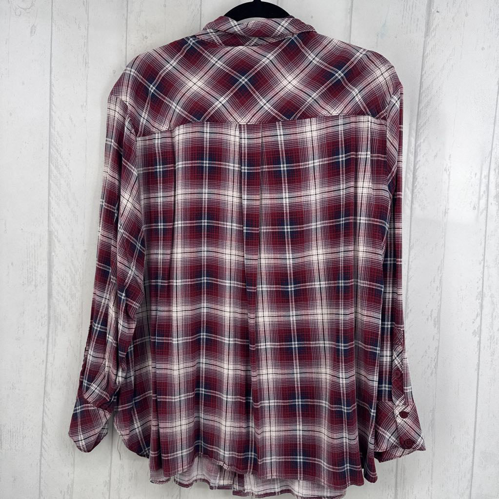 1X plaid button down l/s top
