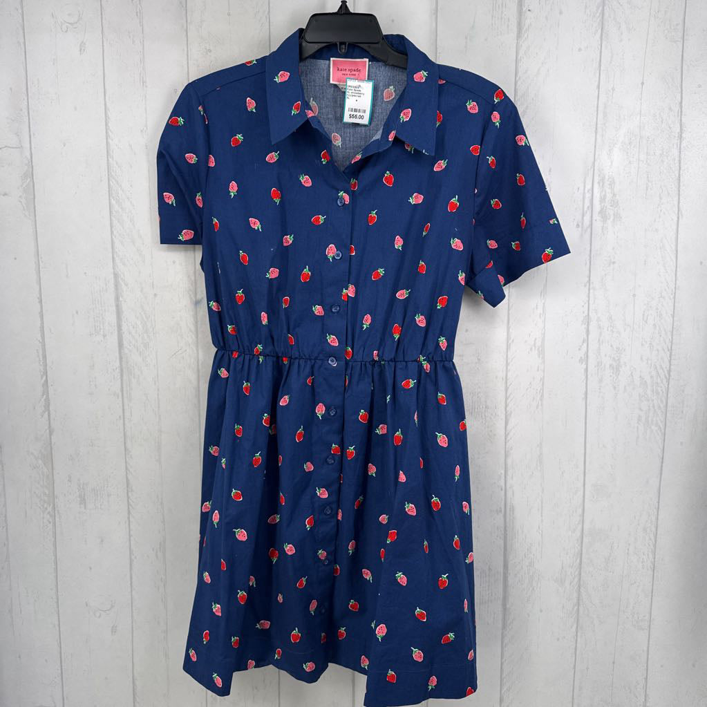 XL strawberry print button down s/s dress