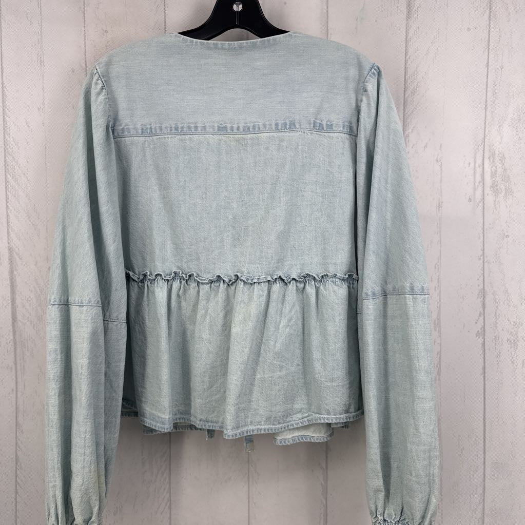 M denim tie front l/s top