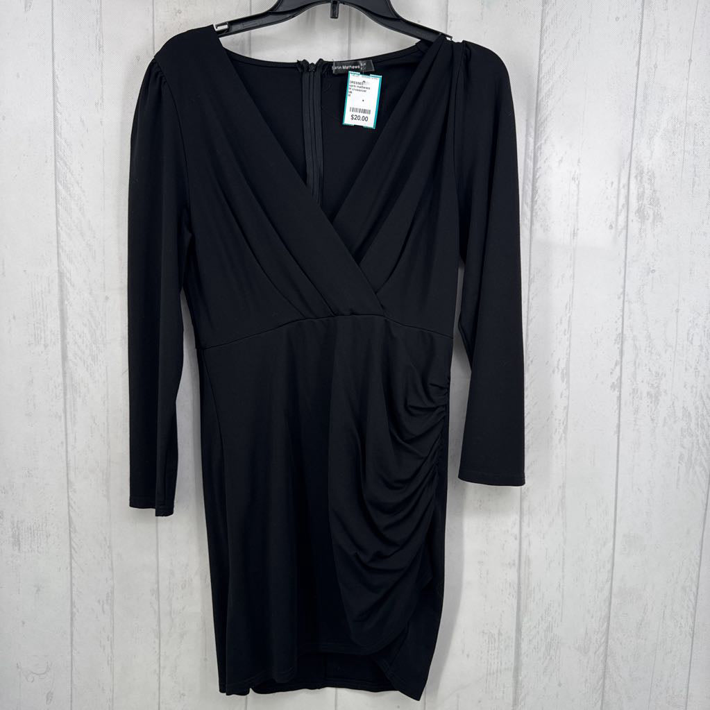 M crossover ruched l/s dress
