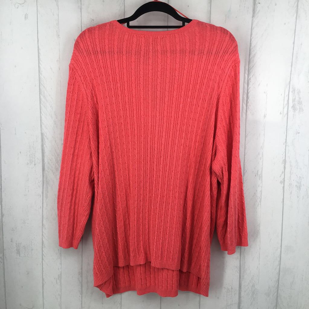 2X cable knit v-neck zipper sweater