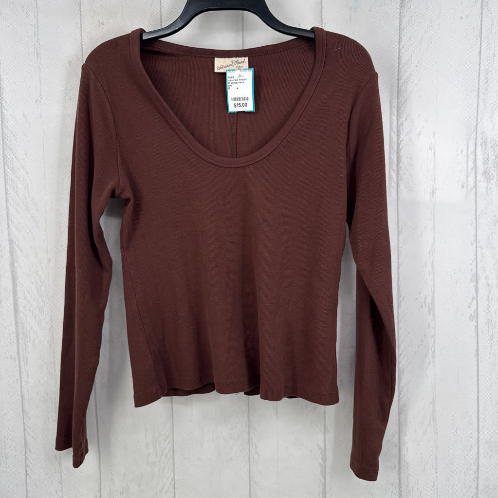 M scoop neck ribbed l/s top