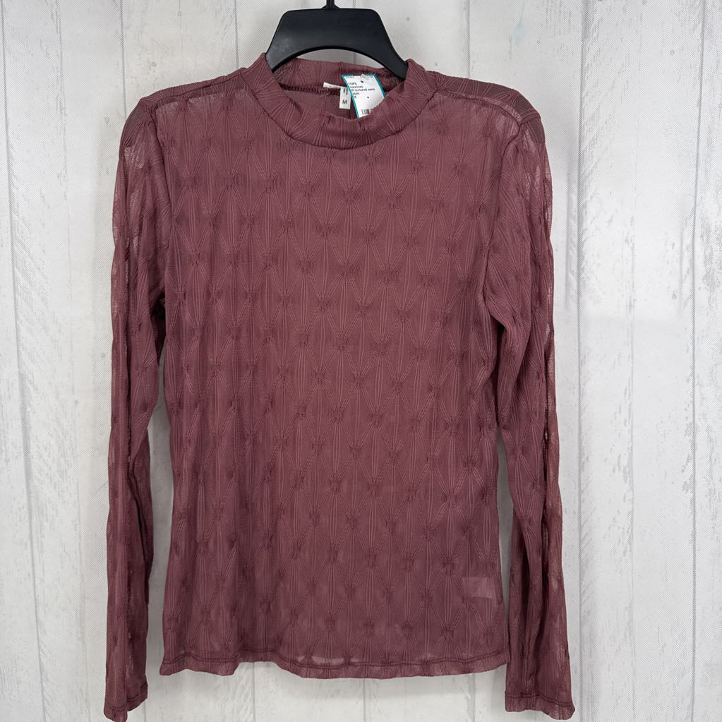 M textured semi-sheer l/s top
