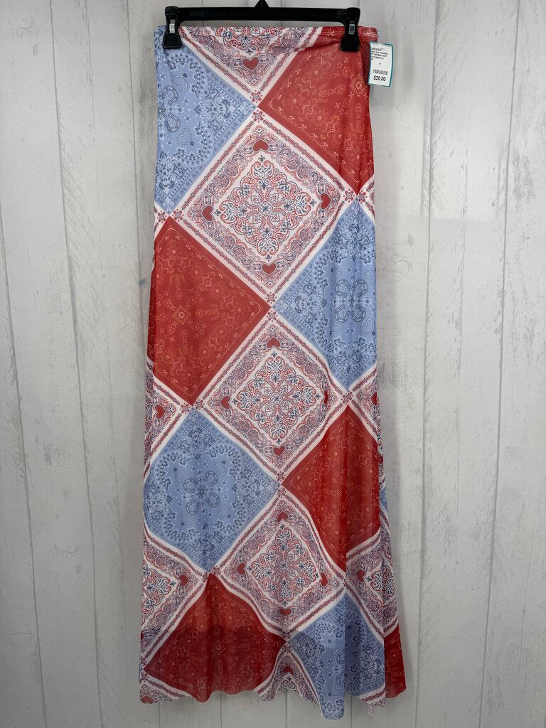M handkerchief print slvls maxi dress