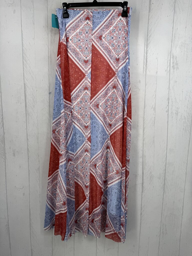 M handkerchief print slvls maxi dress