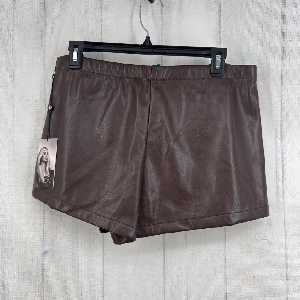 R38 L vegan leather wrap skort