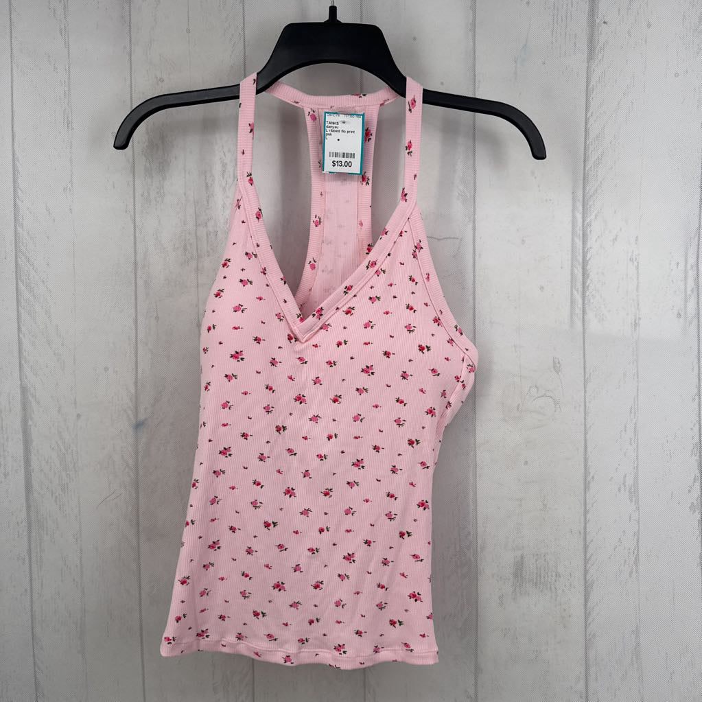 L ribbed flo print tank