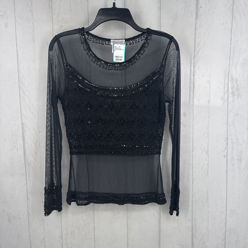 4 beaded sheer l/s top
