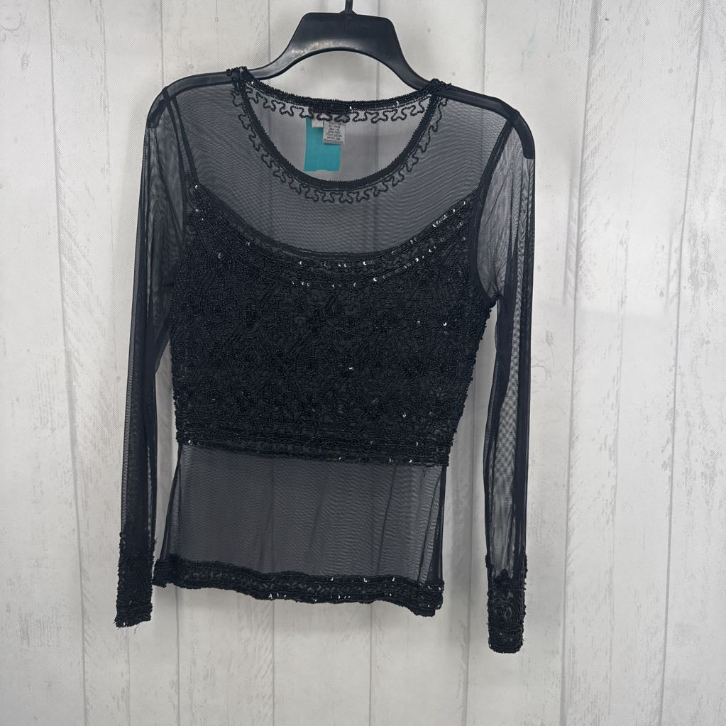 4 beaded sheer l/s top