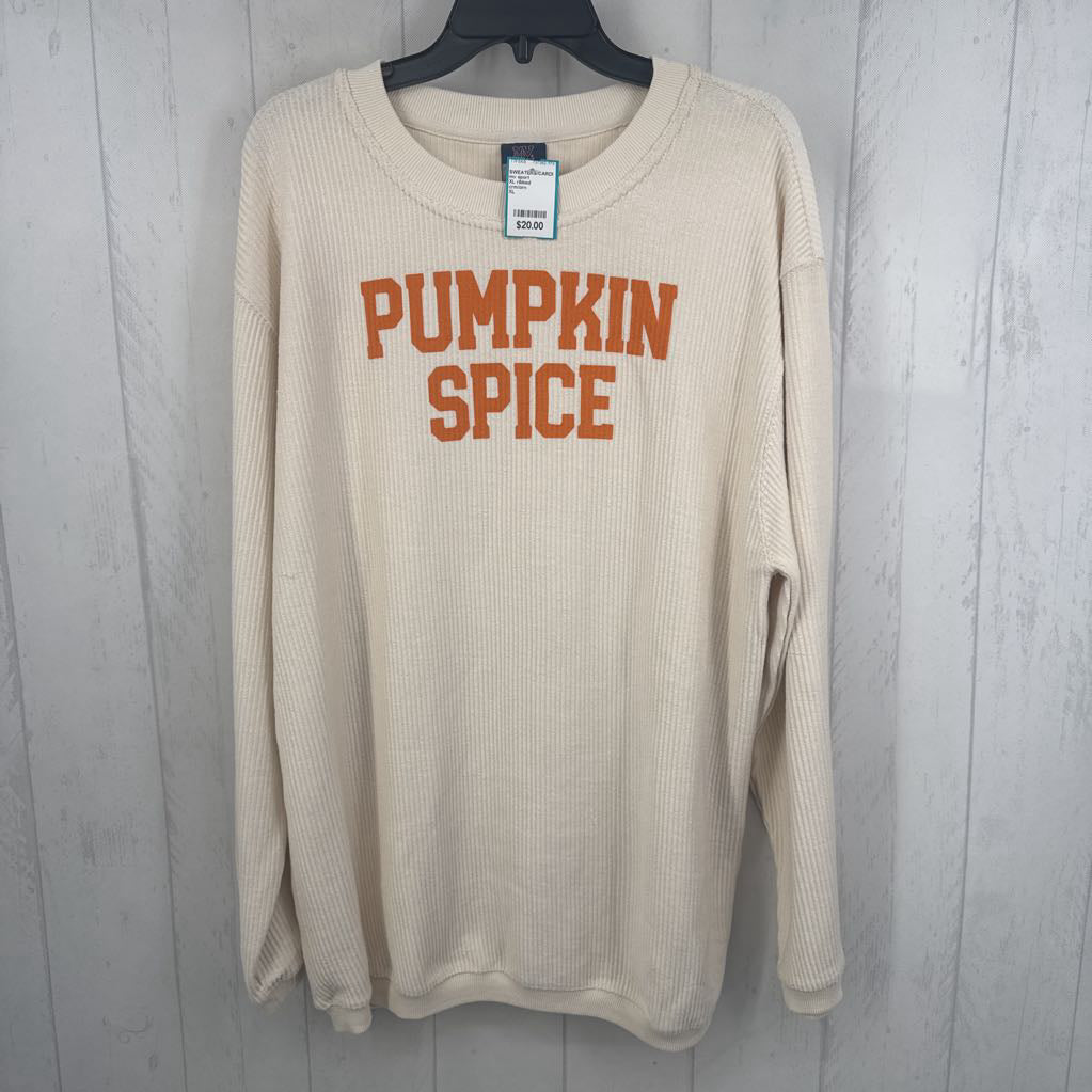 XL ribbed crewneck sweatshirt-pumpkin spice