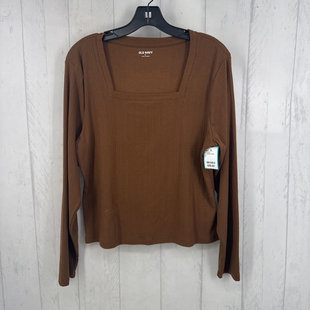 XL square neck ribbed l/s tee