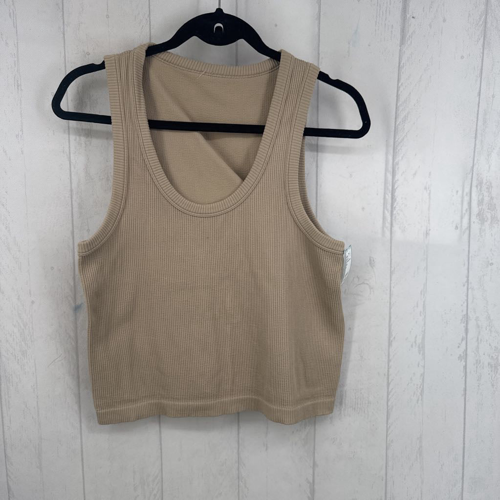 2X ribbed scoop neck tank