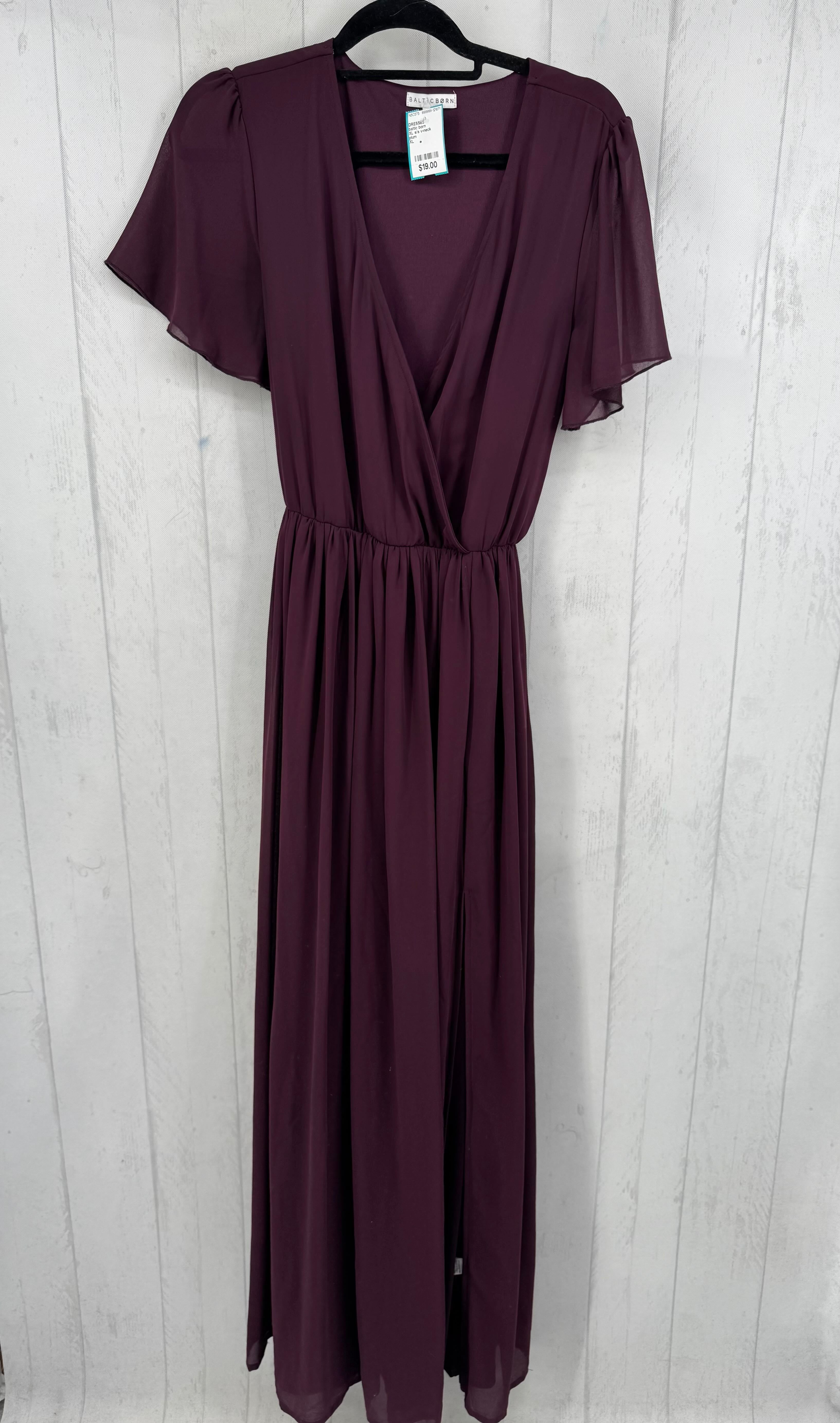 XL s/s v-neck crossover wrap maxi dress