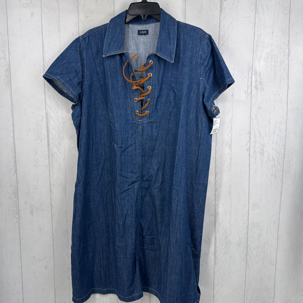 XXL s/s lace up denim dress