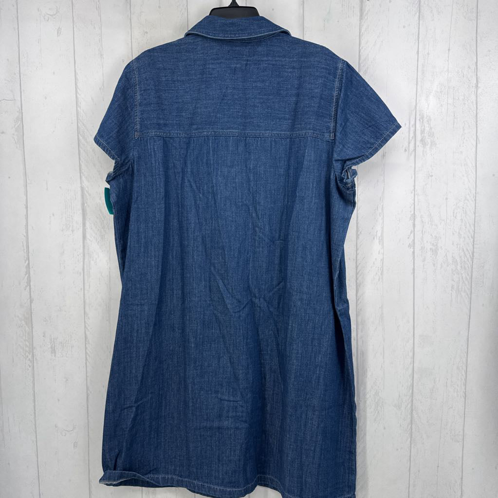 XXL s/s lace up denim dress