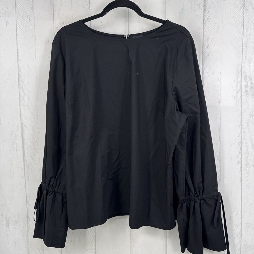 R37 XXL cinched tie cuffs ballon l/s top