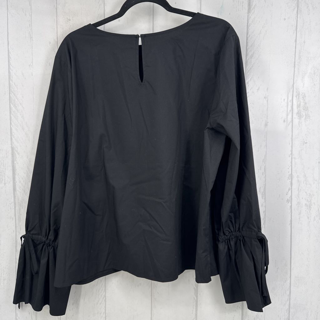 R37 XXL cinched tie cuffs ballon l/s top