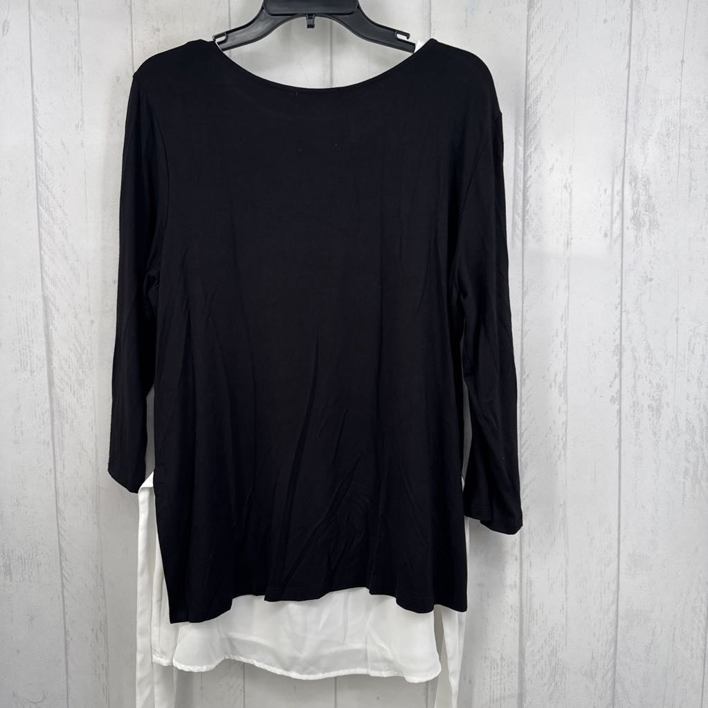 XL 3/4 slv slit/tie sides scoop neck top