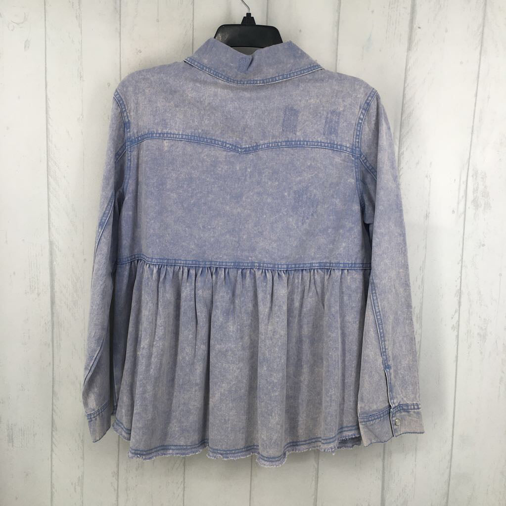 S l/s denim snap closure peplum top