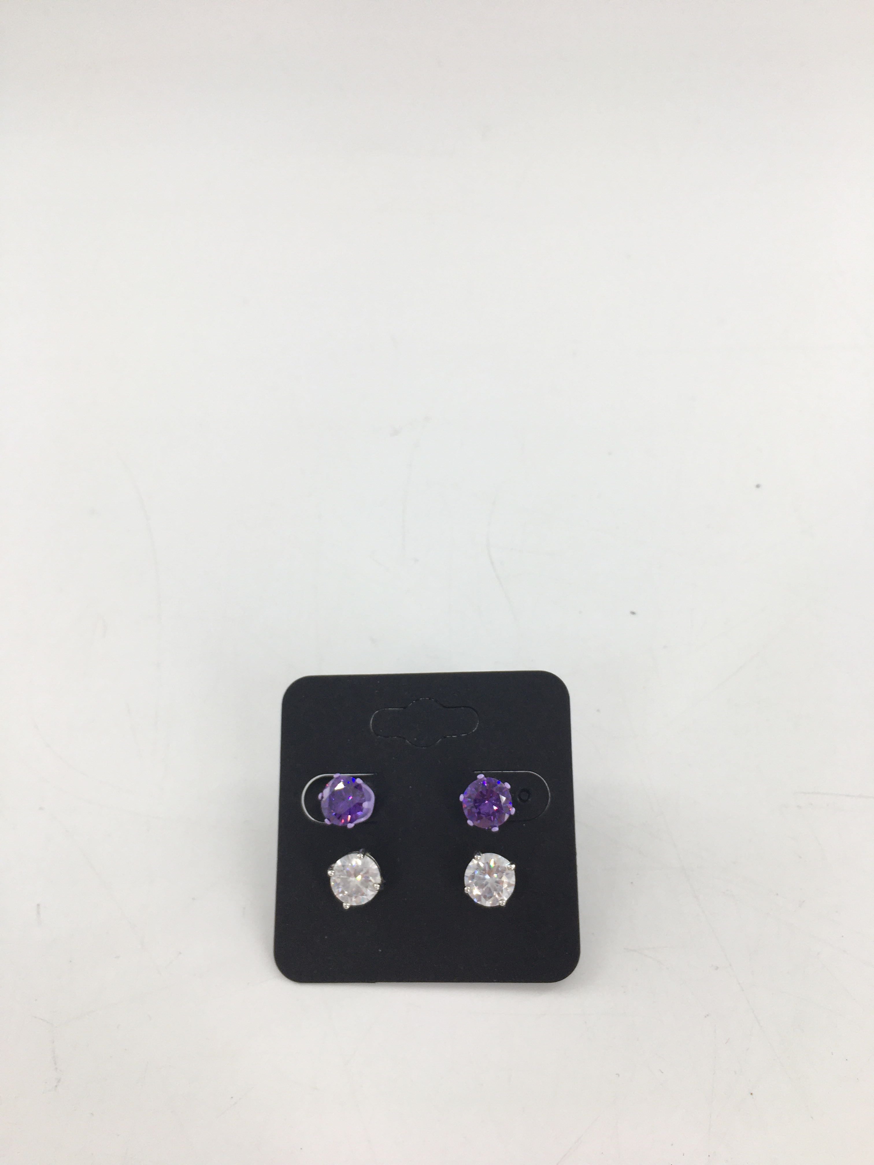 2pr round cz stud earrings