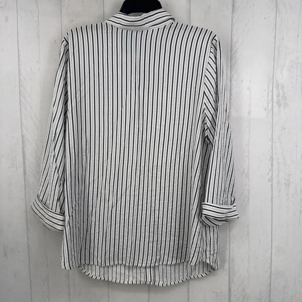 1x cuff 3/4 slv stripe button shirt