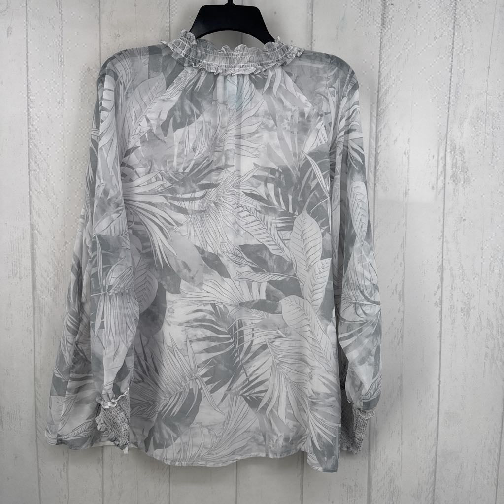 XL l/s leaf print top