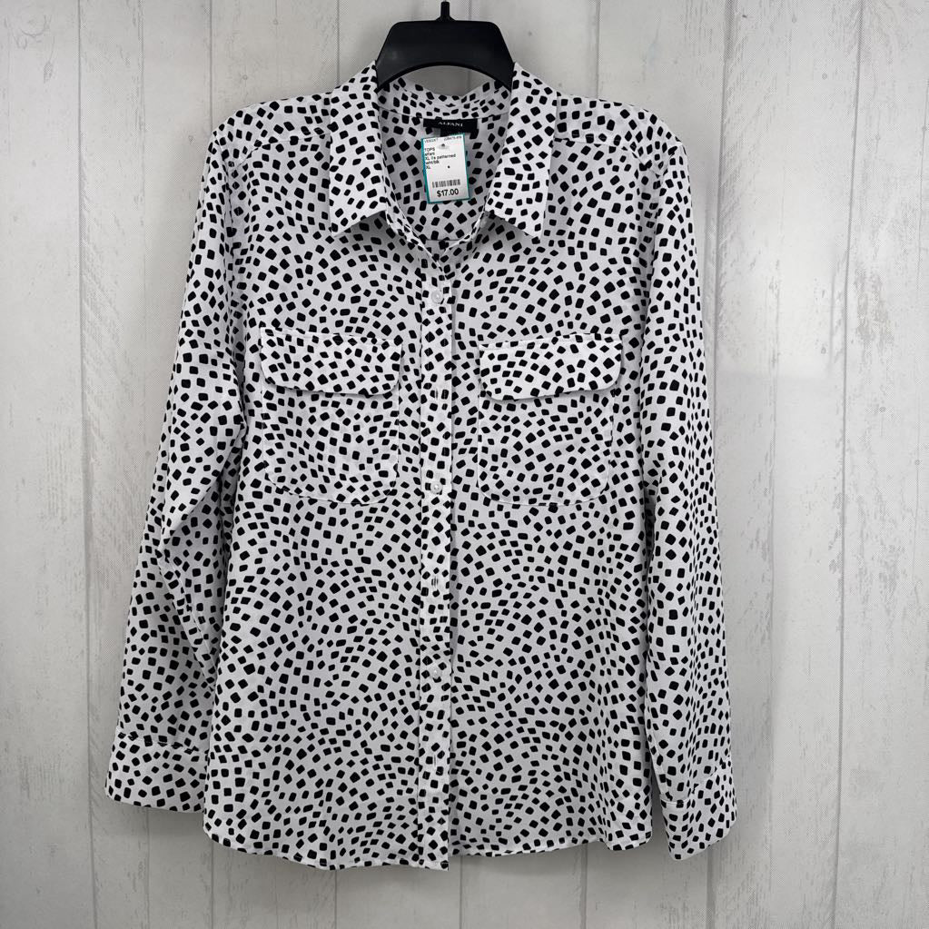 XL l/s patterned buttton front blouse