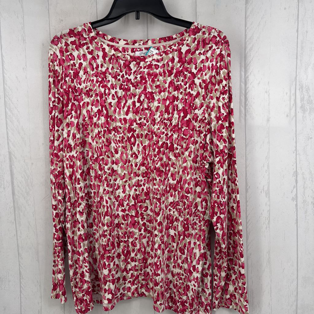 XL l/s leopard print top