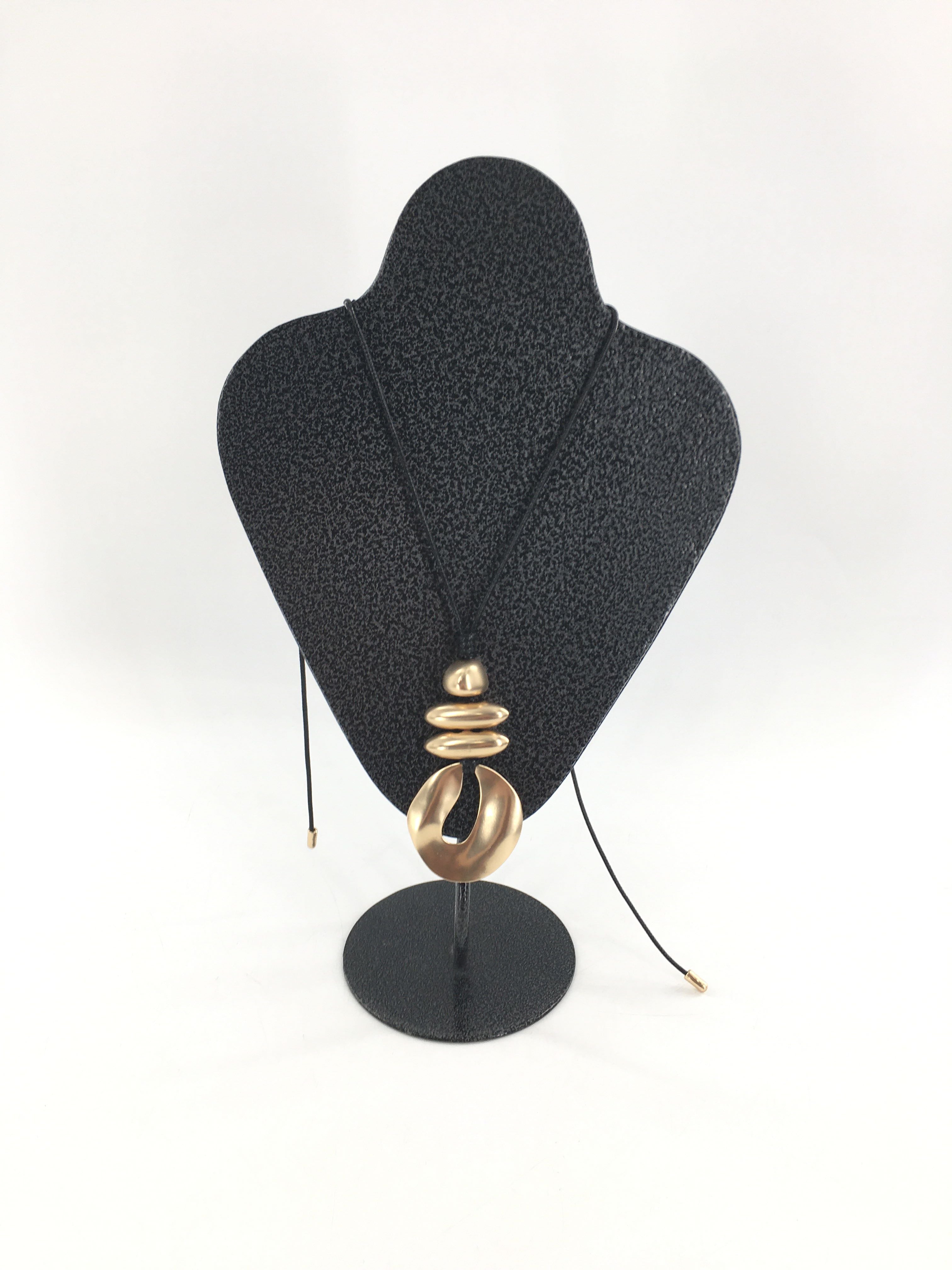 adjustable black cord necklace w/ gold pendant