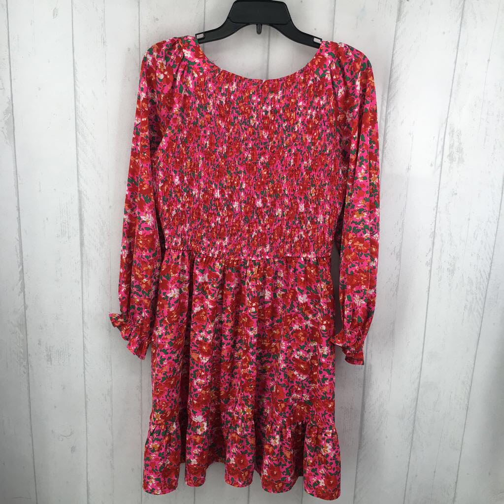 L flo print smocked l/s dress