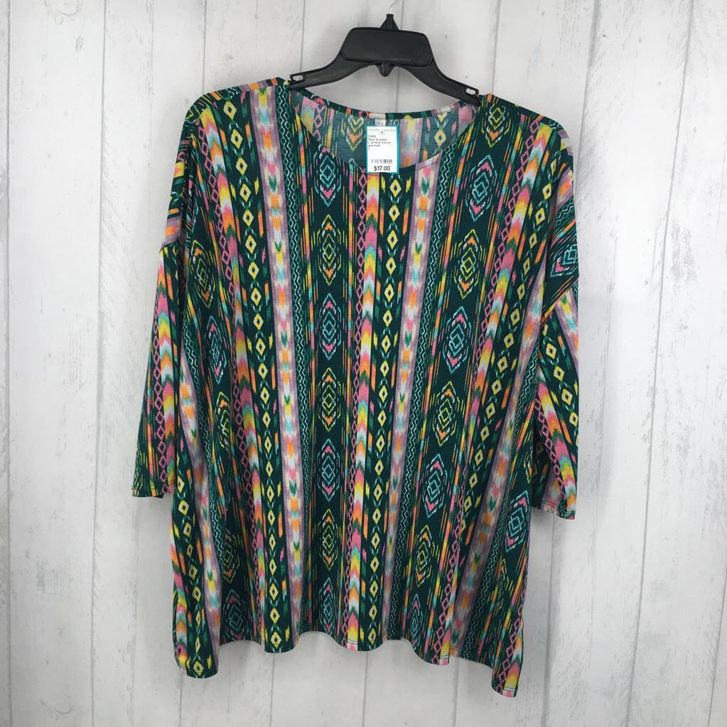 L printed 3/4 slv top