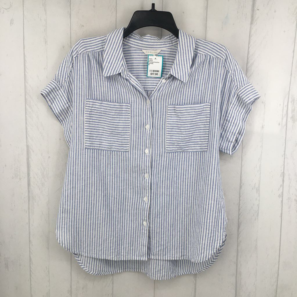 M striped button down s/s top