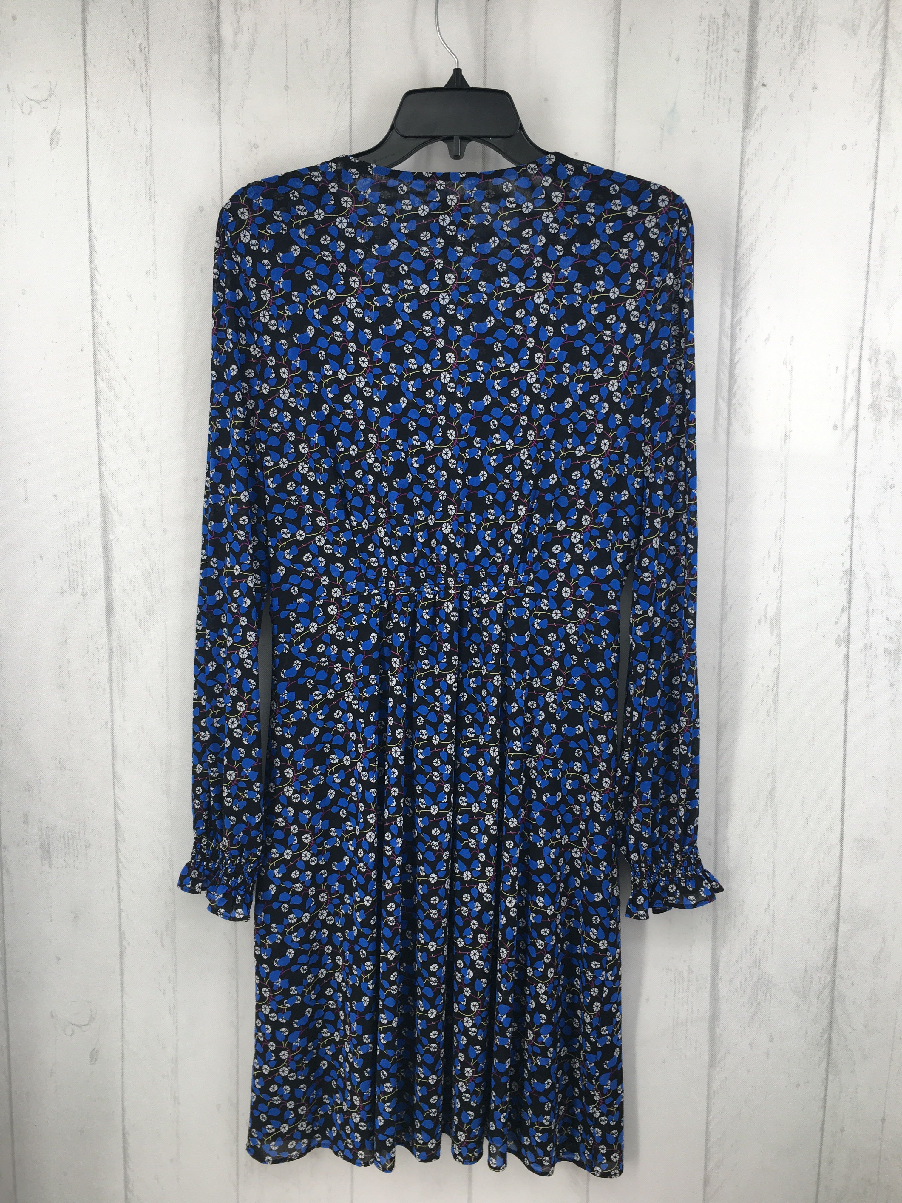 S flo print v-neck l/s dress