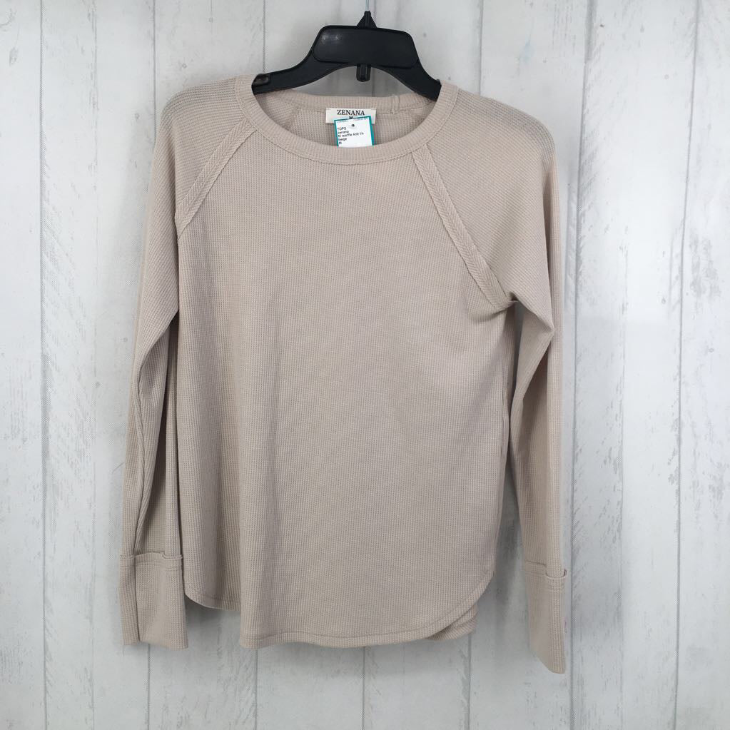 M waffle knit l/s top