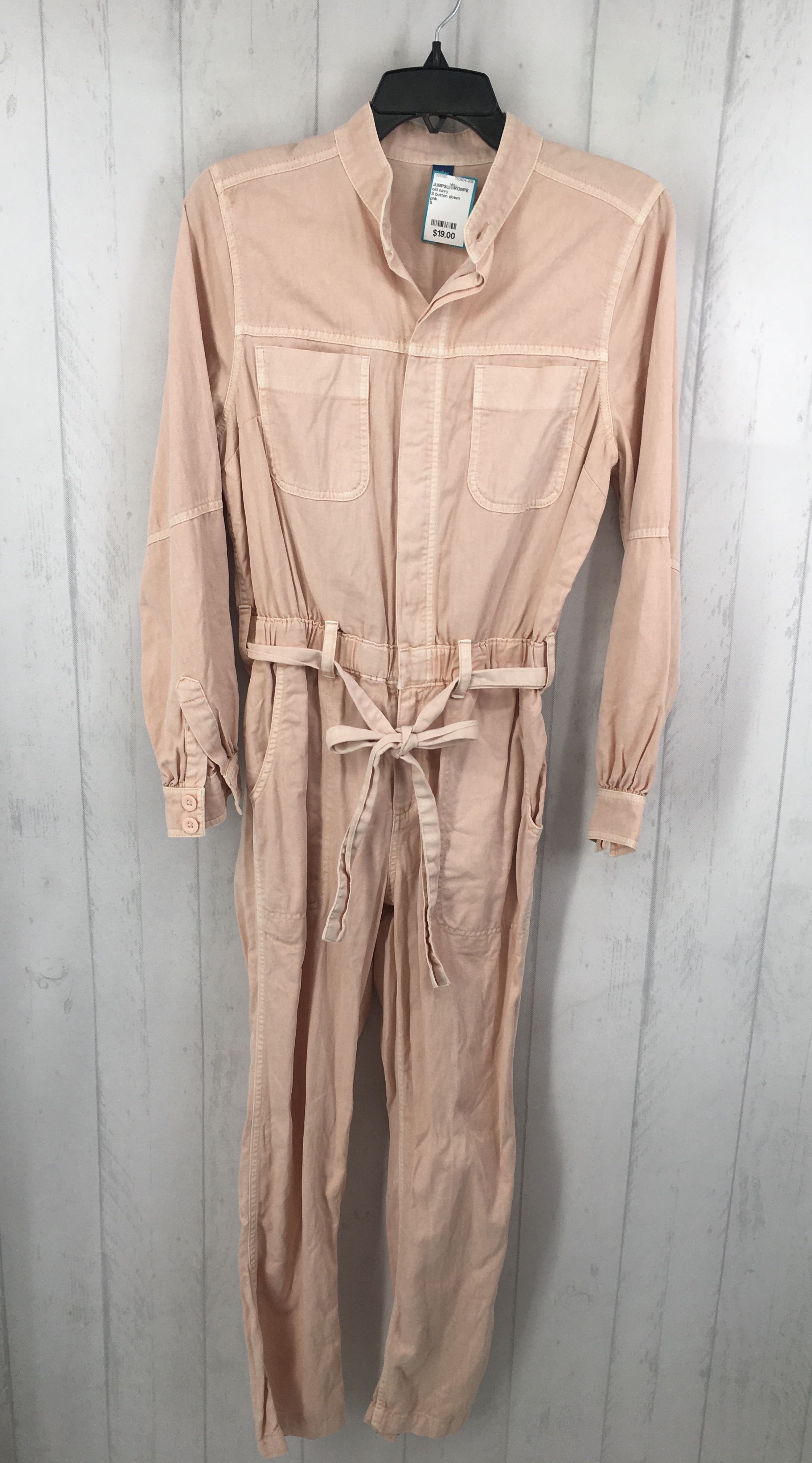 S button down belted l/s jumpsuit