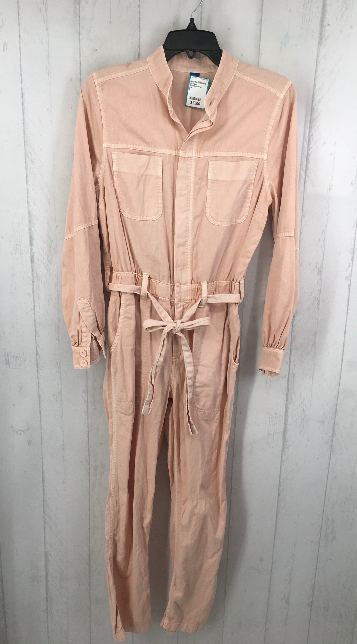 S button down belted l/s jumpsuit