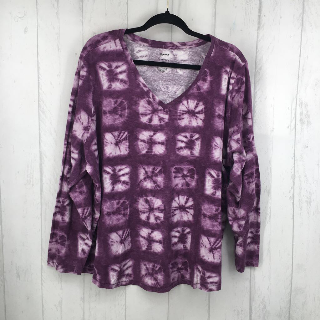 2X tie-dye v-neck l/s tee