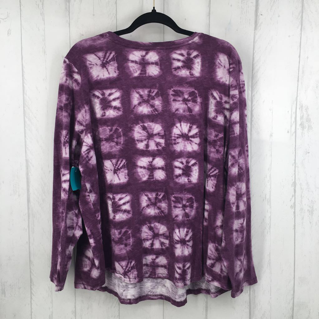 2X tie-dye v-neck l/s tee