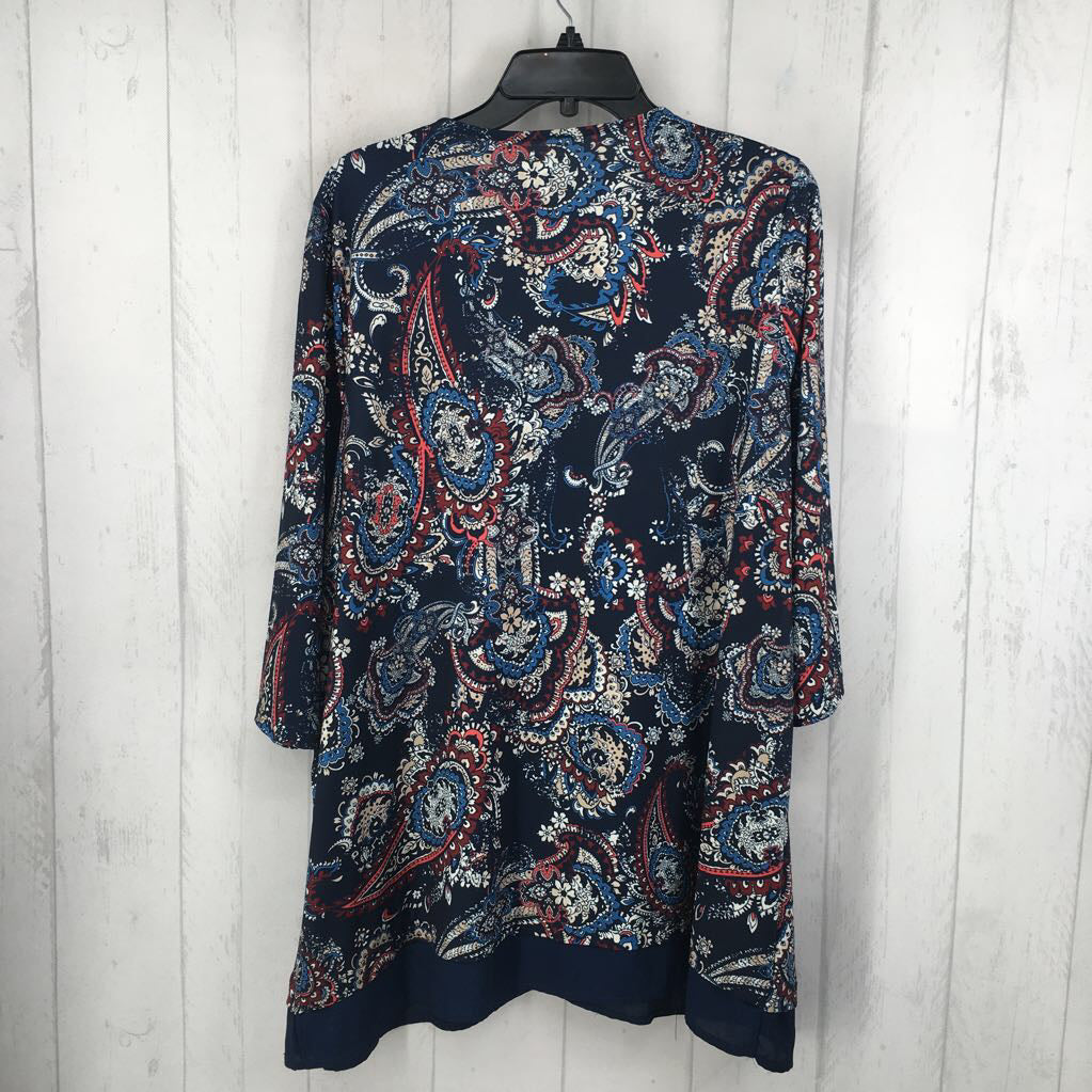 OX paisley print v-neck 3/4 slv tunic