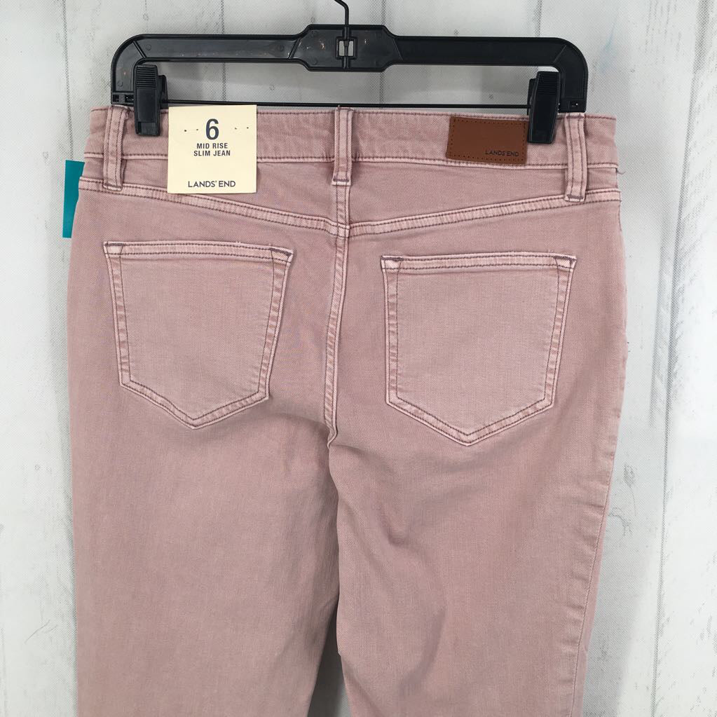 6 mid rise slim leg jean